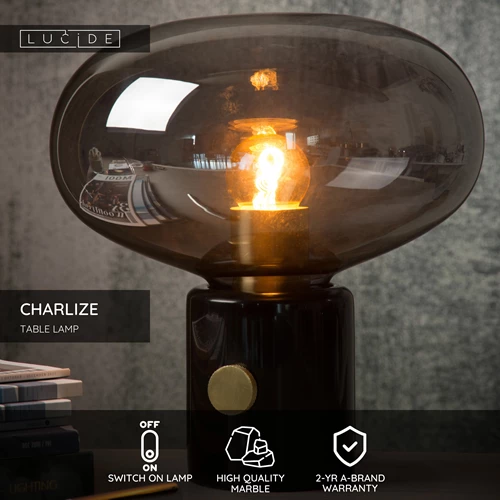 Lucide CHARLIZE - Table lamp - Ø 23 cm - 1xE27 - Black - USP